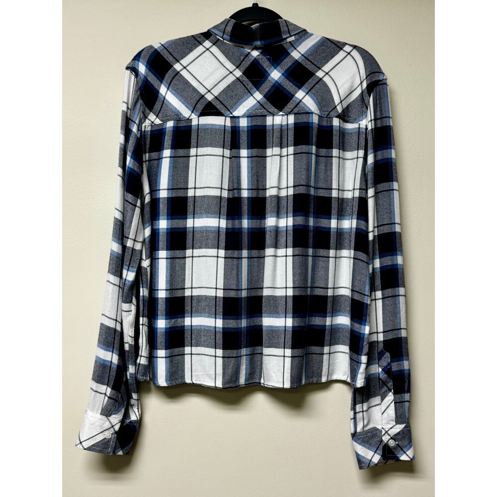 Rails Dylan Cropped Plaid Button Up Shirt Sapphir… - image 3